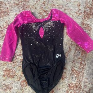 Pink and Black Long Sleeve Leotard